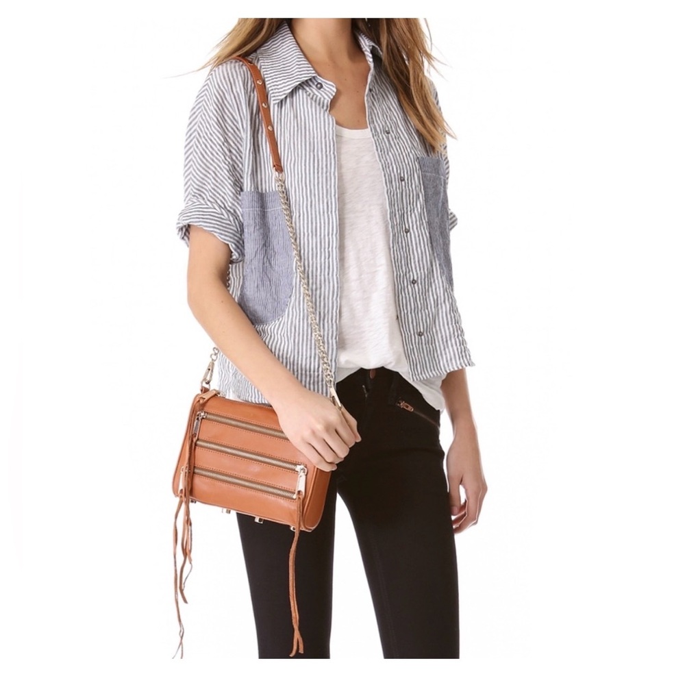 NWT Rebecca Minkoff Soft Tan Moto Mini Zip Convertible Crossbody Bag